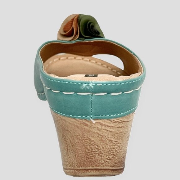 GOOD CHOICE SYDNEY Slip-On Wedge Women's Sandals Blue Size 6.5 - Picture 4 of 8